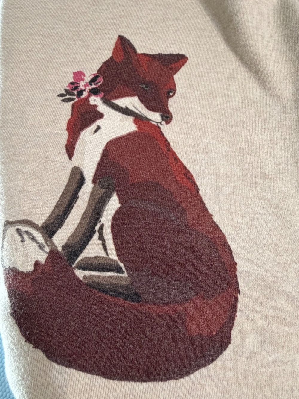 Long Sleeve Karen Scott Oat Color Sweater w/Red Fox Size Large - Picture 4 of 8